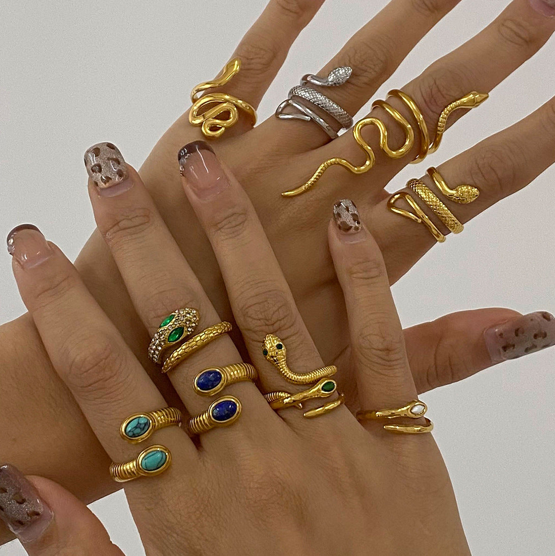 Stainless Steel Snake-shaped Open Ring