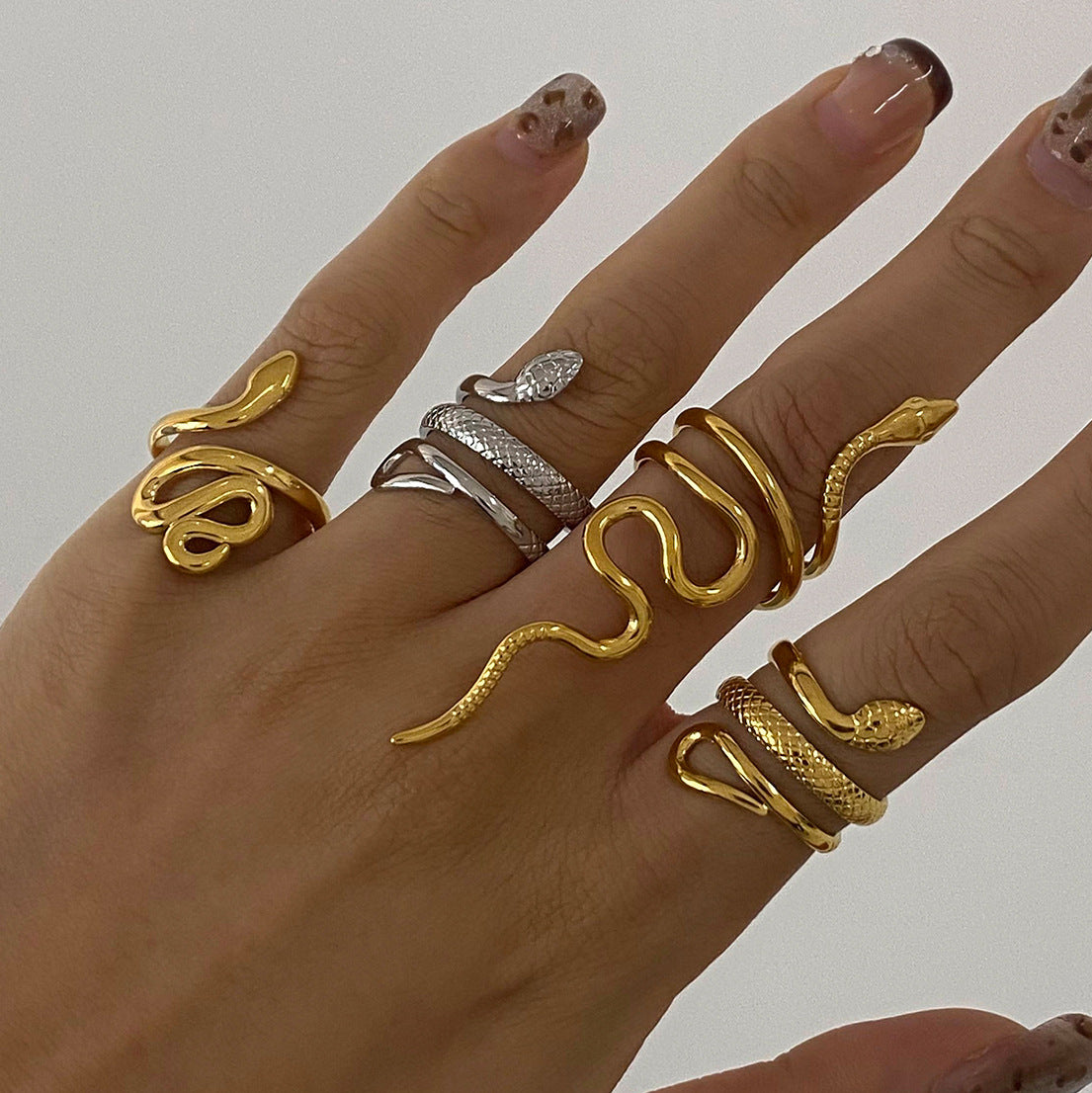Stainless Steel Snake-shaped Open Ring
