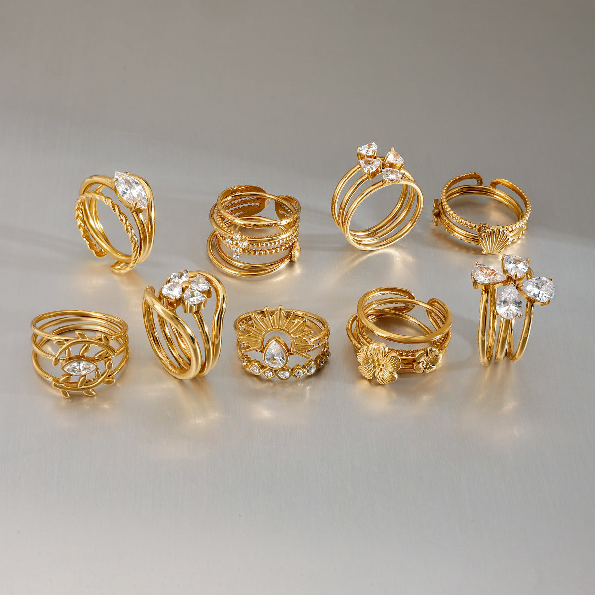 Stainless Steel 18K Gold PVD Stacking Ring Combination