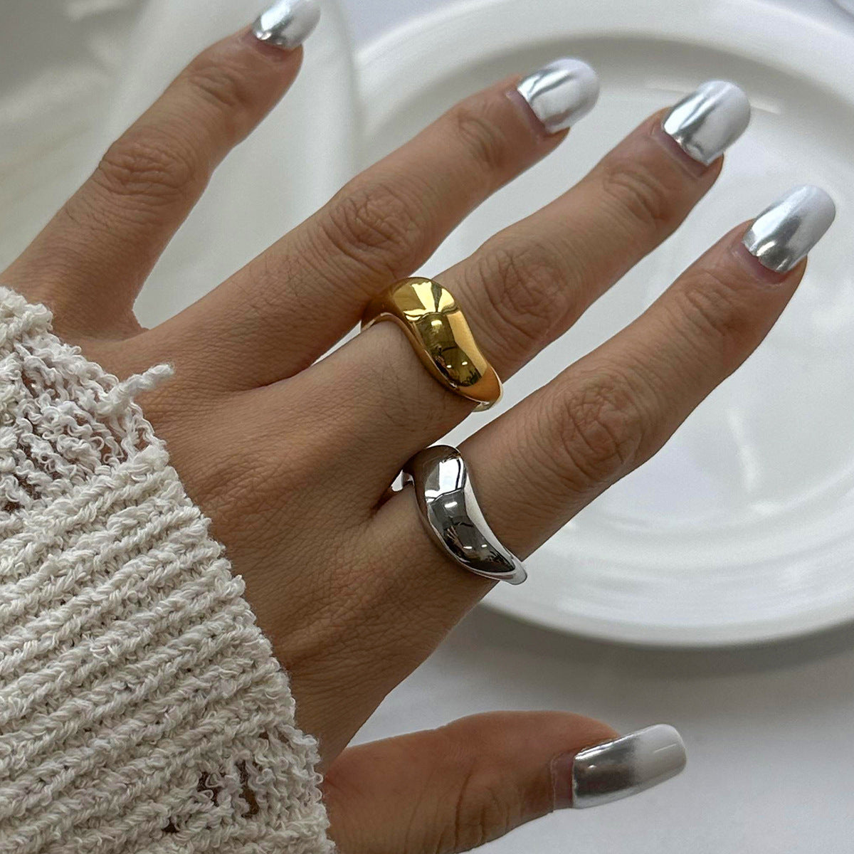 Stainless Steel 18K Gold PVD Exaggerated Geometry Ring