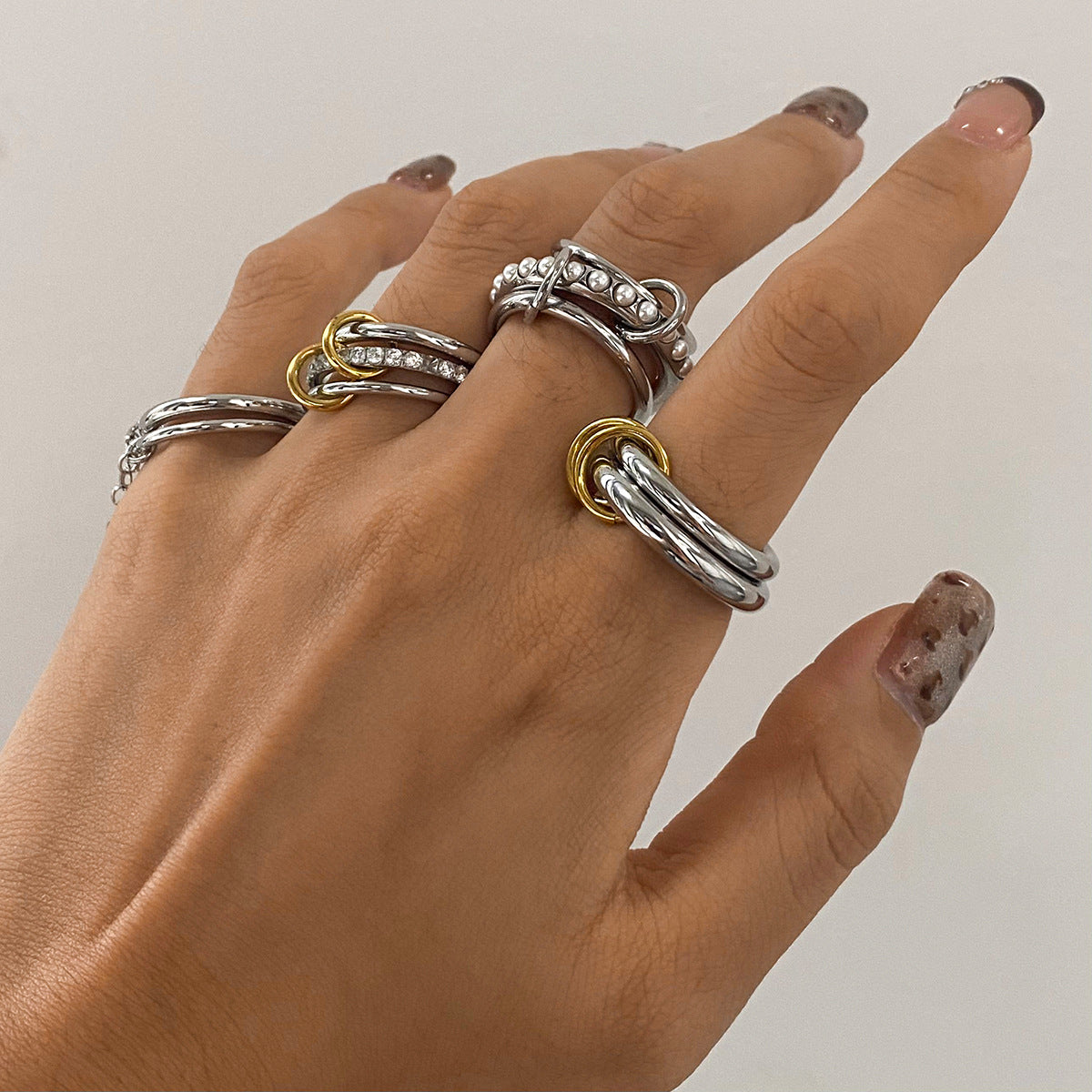 Stainless Steel Stacking Pearl Rings