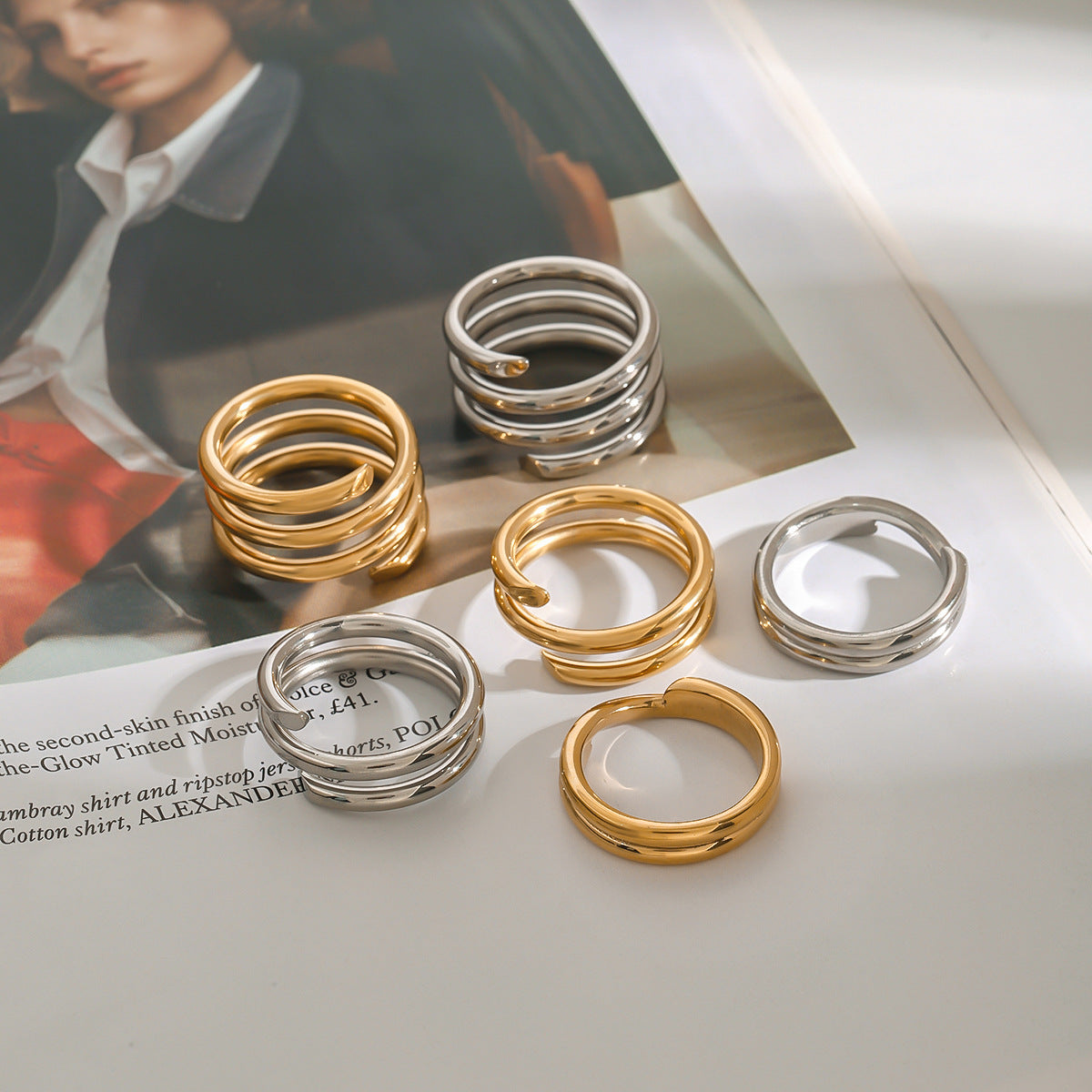 Stainless Steel Multi-layered Stacking Line Ring
