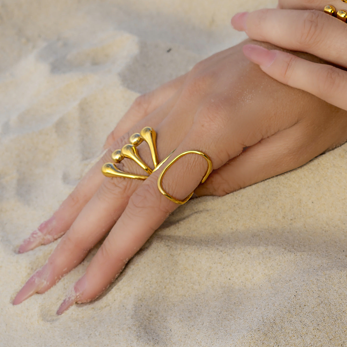 Stainless Steel Exaggerated Flower Ring