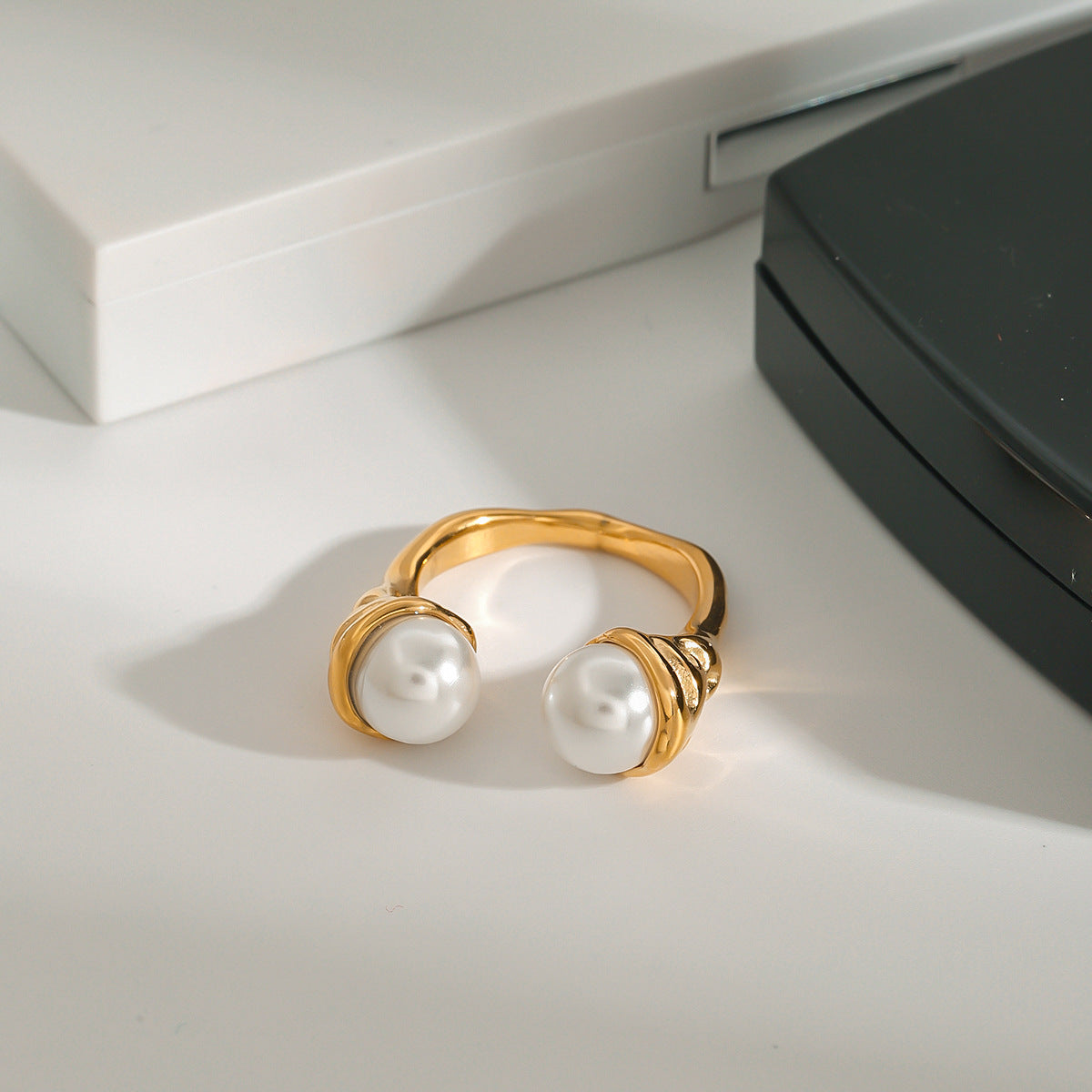 18K Gold PVD Stainless Steel Pearl Ring