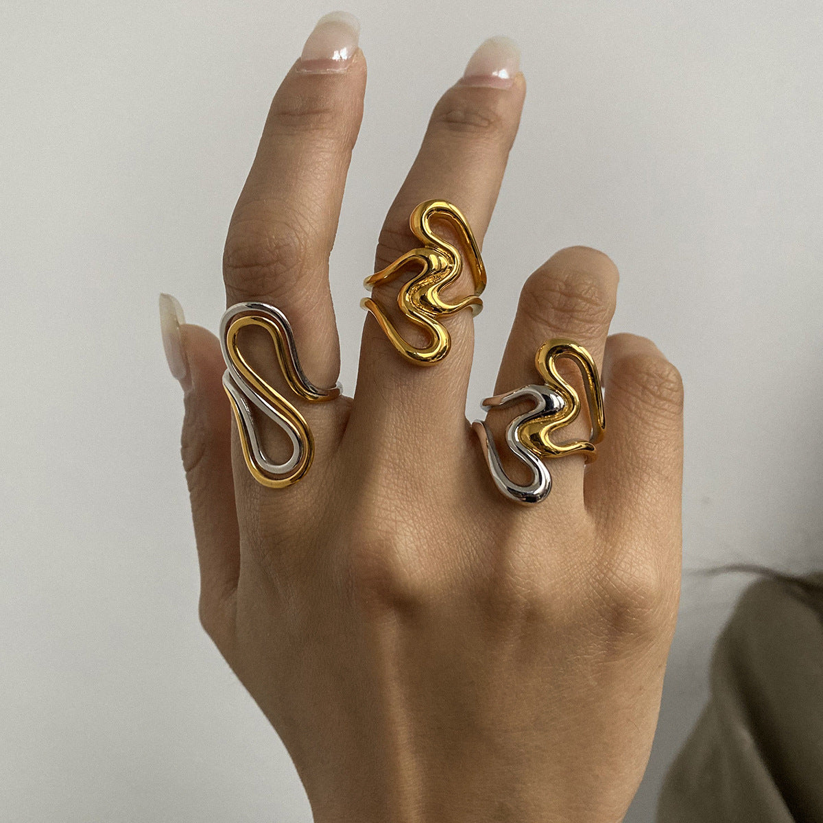 Stainless Steel Geometric Line Ring