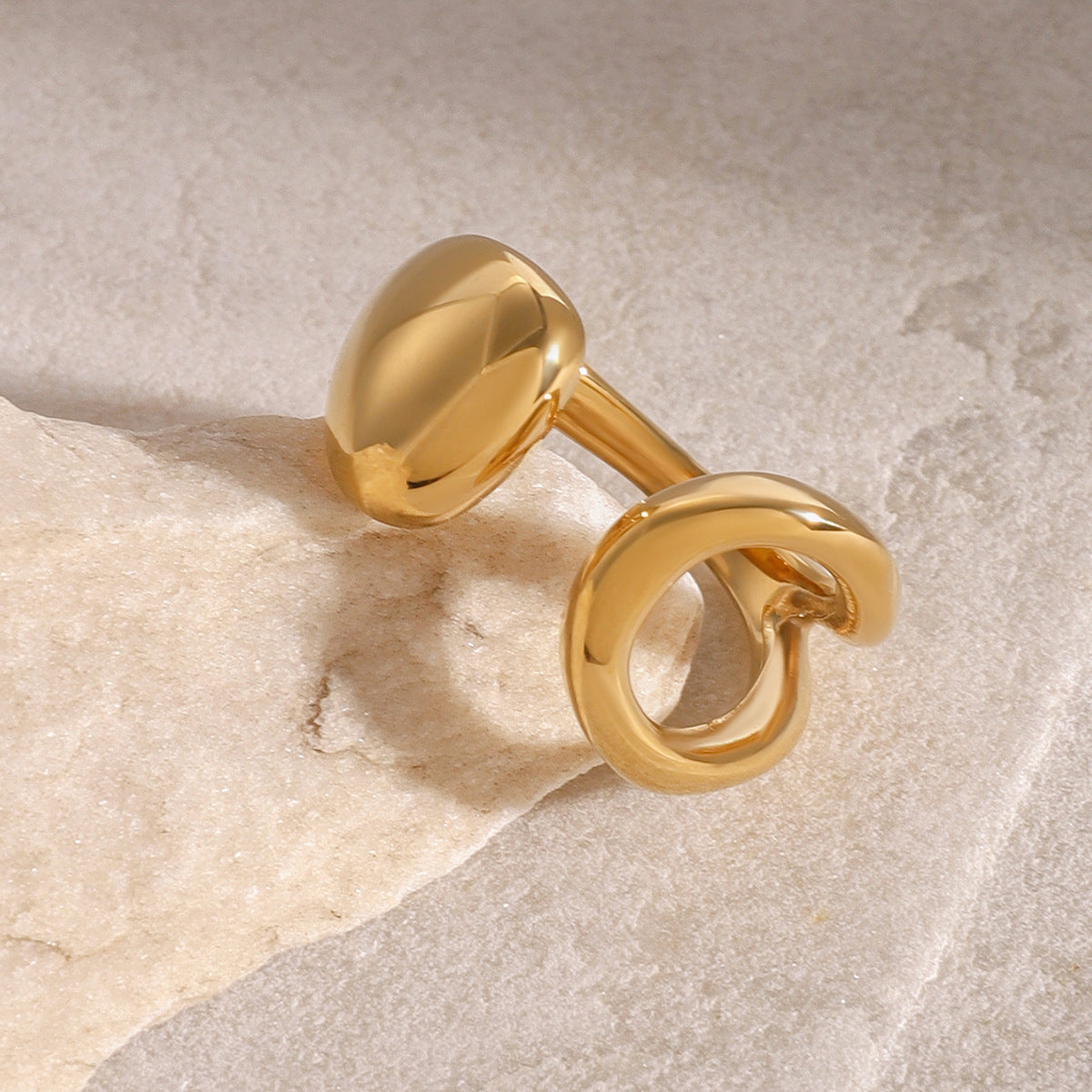 Stainless Steel 18K Gold PVD Hollowed Open Ring