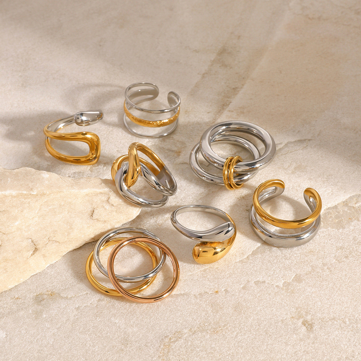 Stainless Steel Two-Tone Gold and Steel Ring