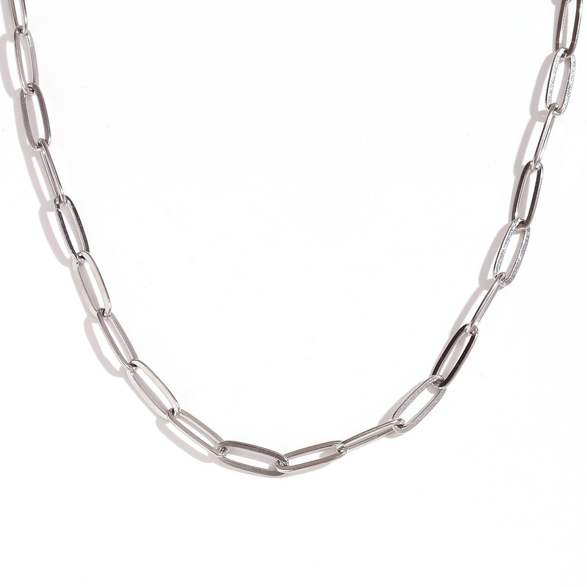 Stainless Steel 18K Gold PVD Paperclip Chain Necklace