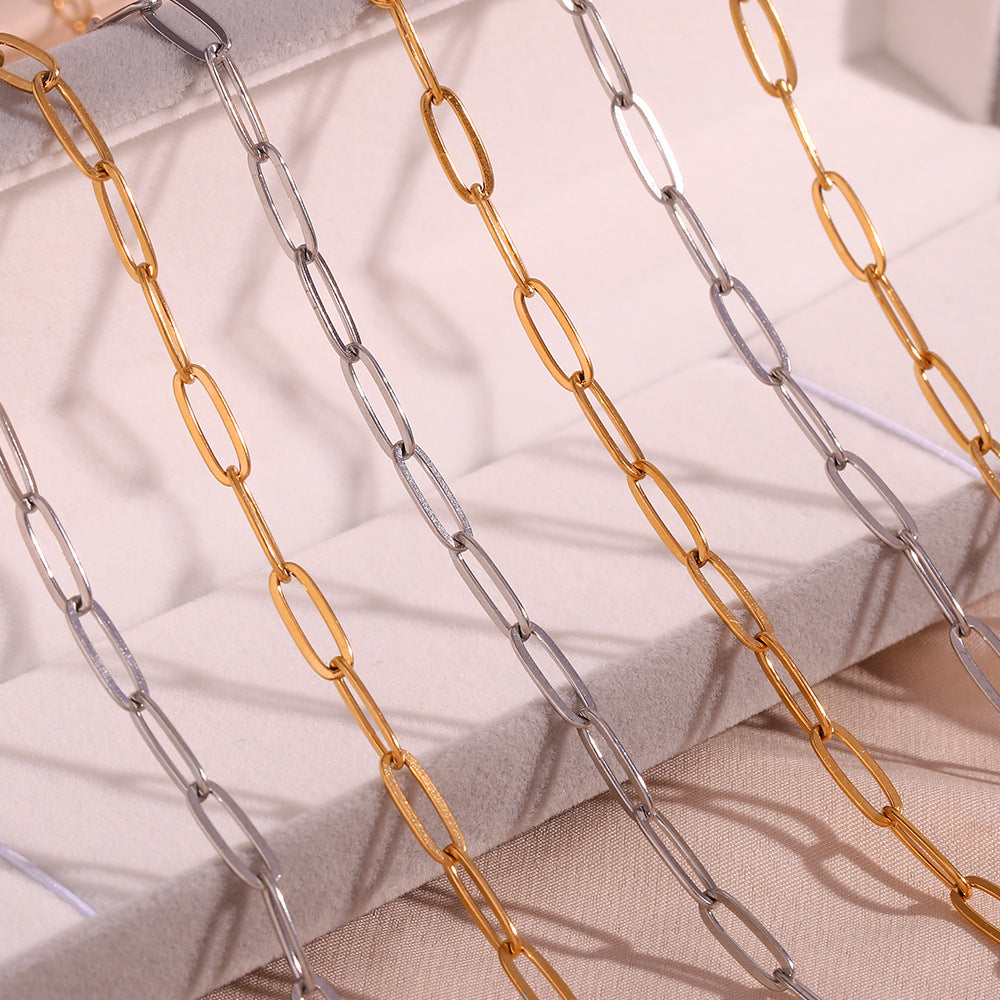 Stainless Steel 18K Gold PVD Paperclip Chain Necklace