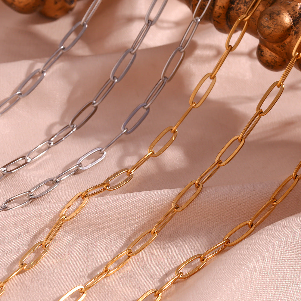 Stainless Steel 18K Gold PVD Paperclip Chain Necklace