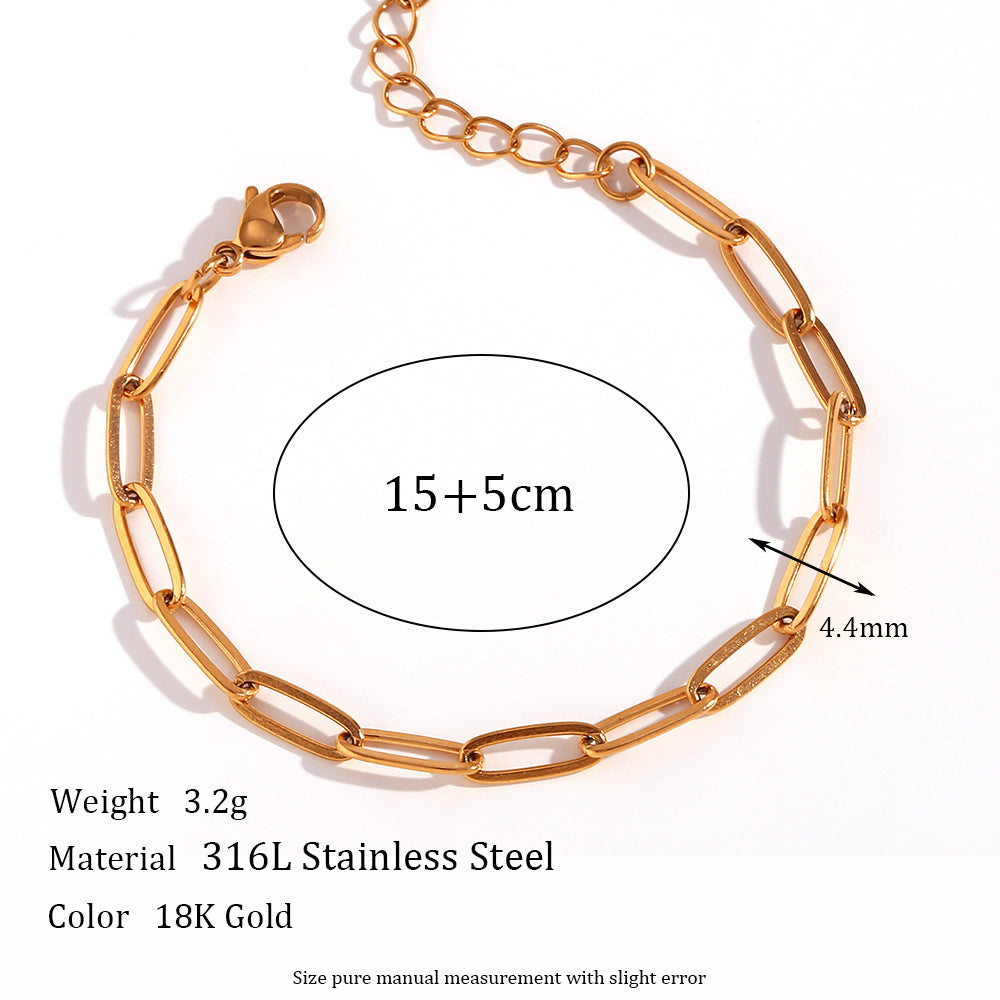 Stainless Steel 18K Gold PVD Paperclip Chain Necklace