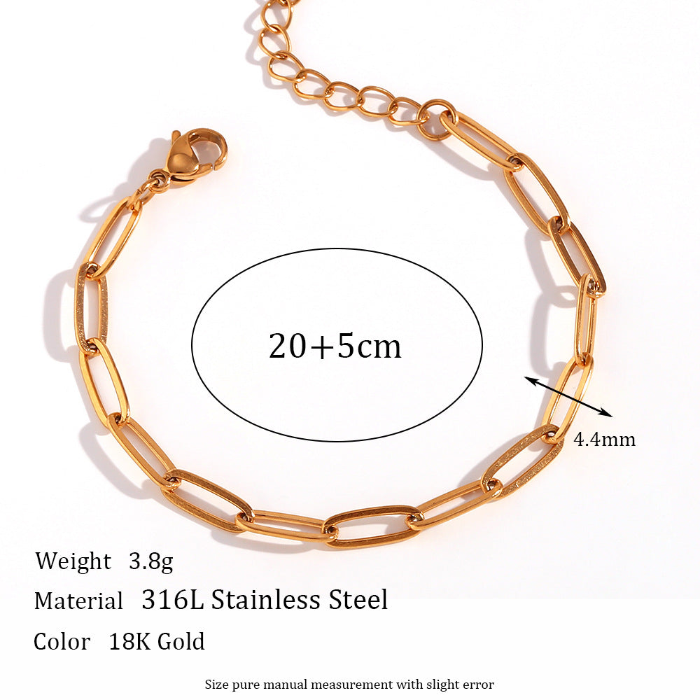 Stainless Steel 18K Gold PVD Paperclip Chain Necklace