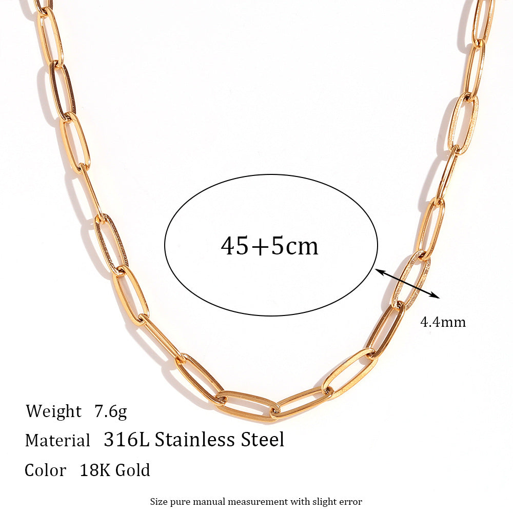 Stainless Steel 18K Gold PVD Paperclip Chain Necklace