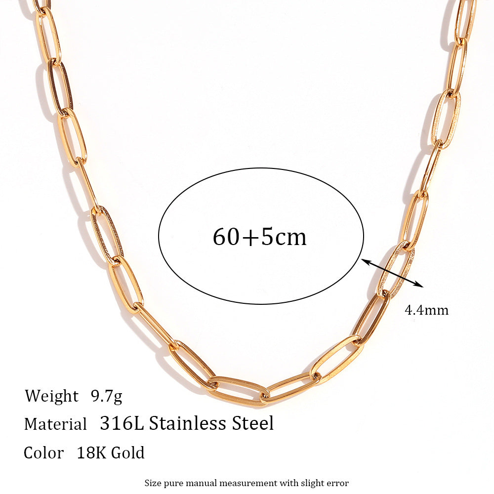 Stainless Steel 18K Gold PVD Paperclip Chain Necklace