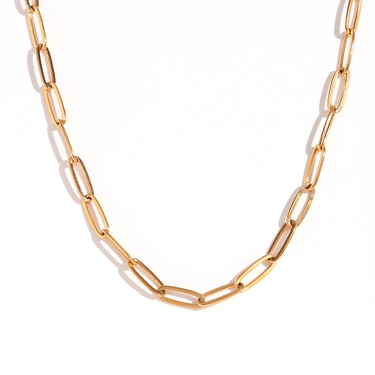 Stainless Steel 18K Gold PVD Paperclip Chain Necklace