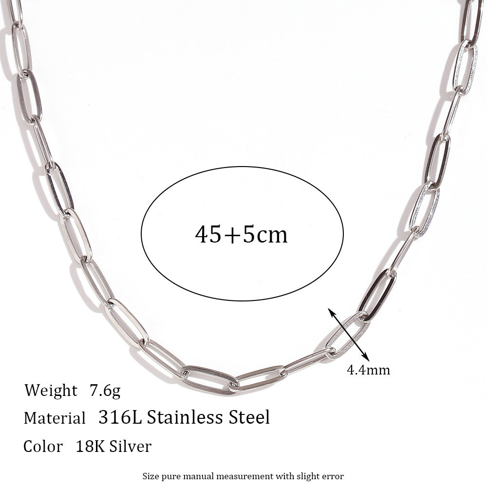 Stainless Steel 18K Gold PVD Paperclip Chain Necklace