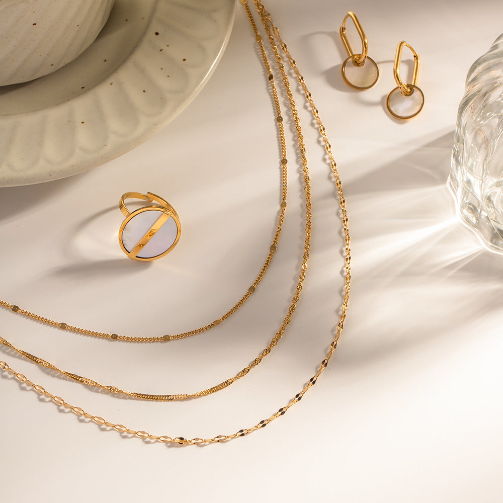 Stainless Steel 18K Gold PVD Three-layer Necklace