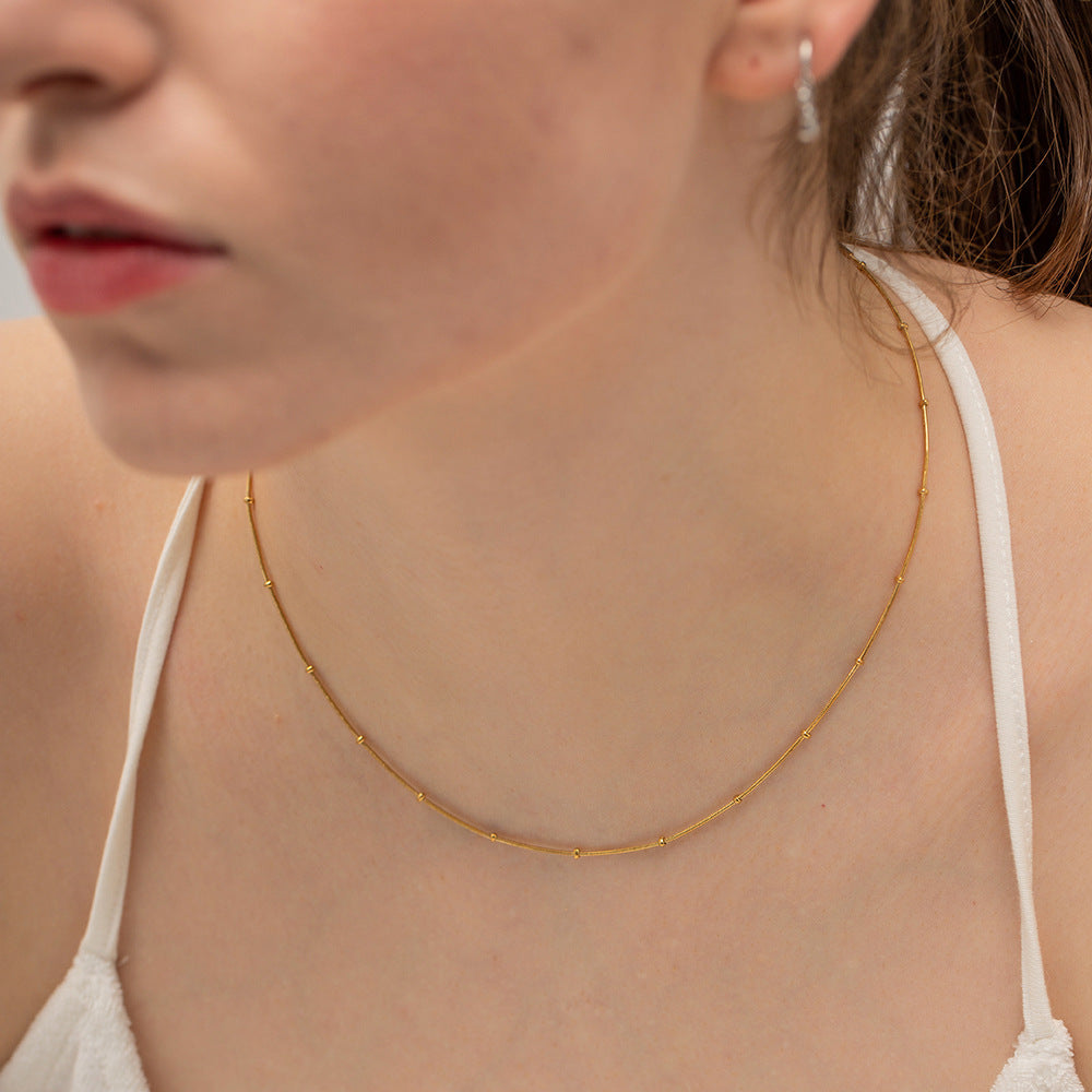 Stainless Steel Round Bead Snake Chain Necklace