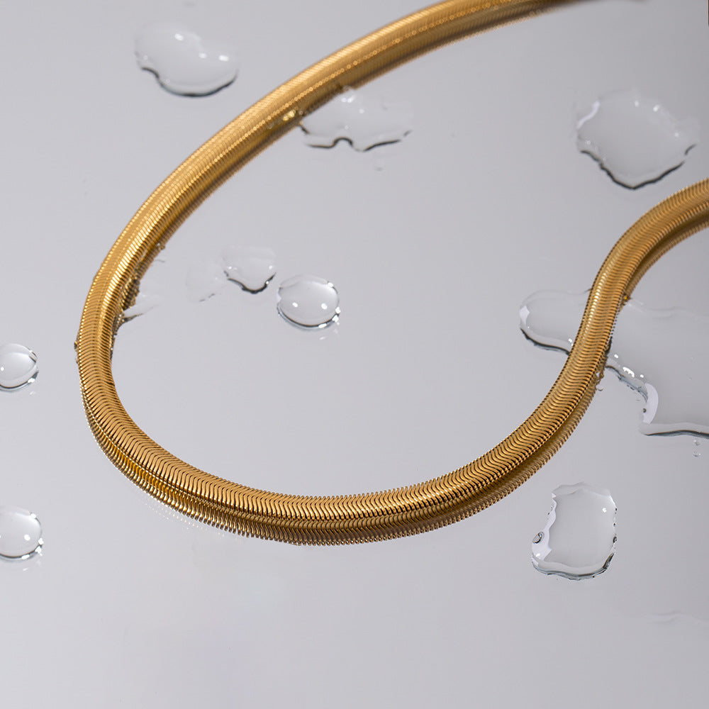 5MM Stainless Steel Spring Clasp Snake Chain Necklace