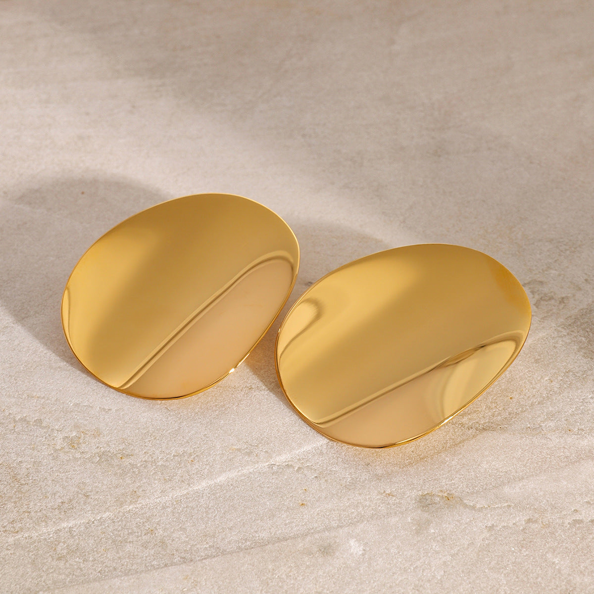 Stainless Steel Glossy Concave Geometric Stud Earrings