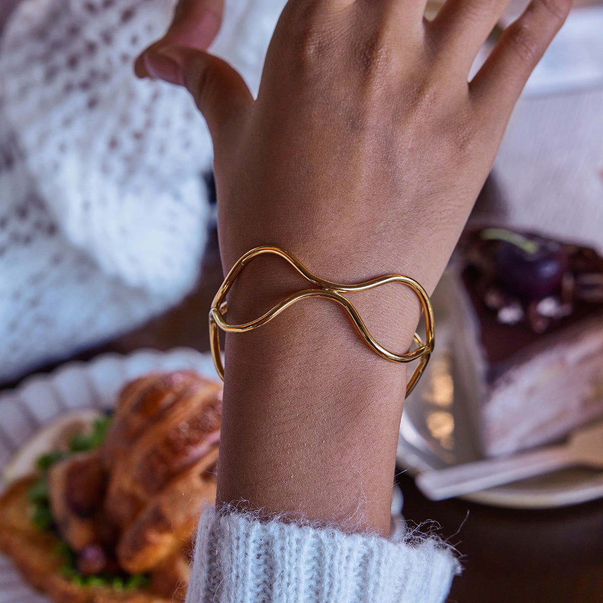 Stainless Steel Double-layer Line Cuff Bracelet