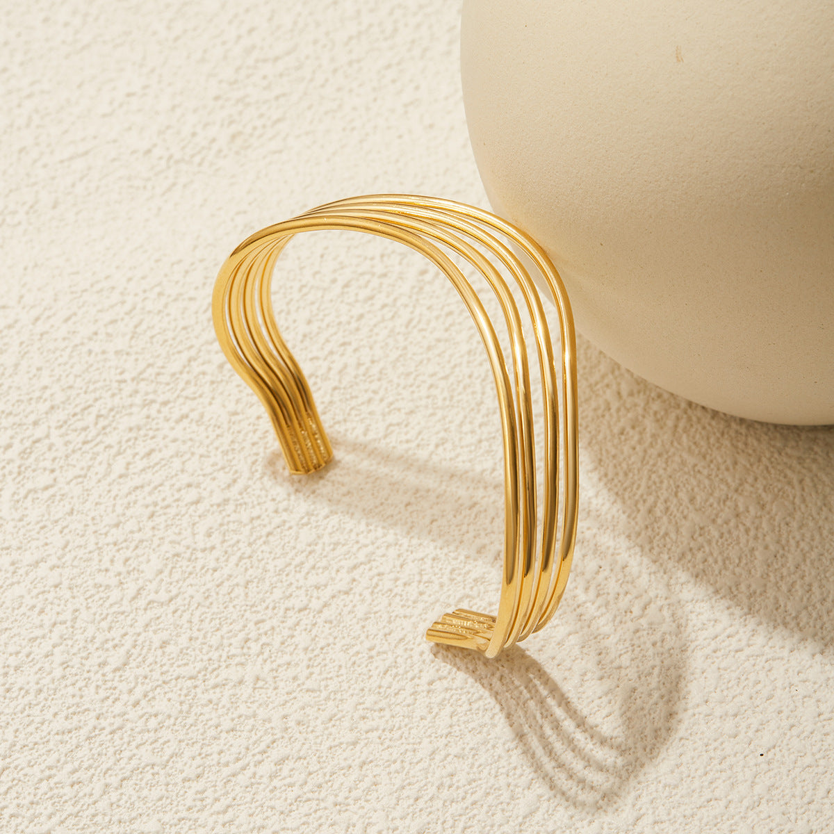 Stainless Steel Multi-layer Line Cuff Bracelet