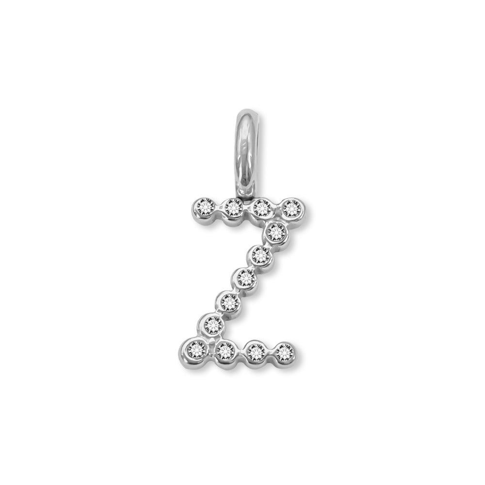 Stainless Steel English Letter Cubic Zirconia Pendant