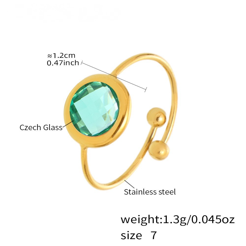 Light Luxury Crystal Round Glass Bead Ring