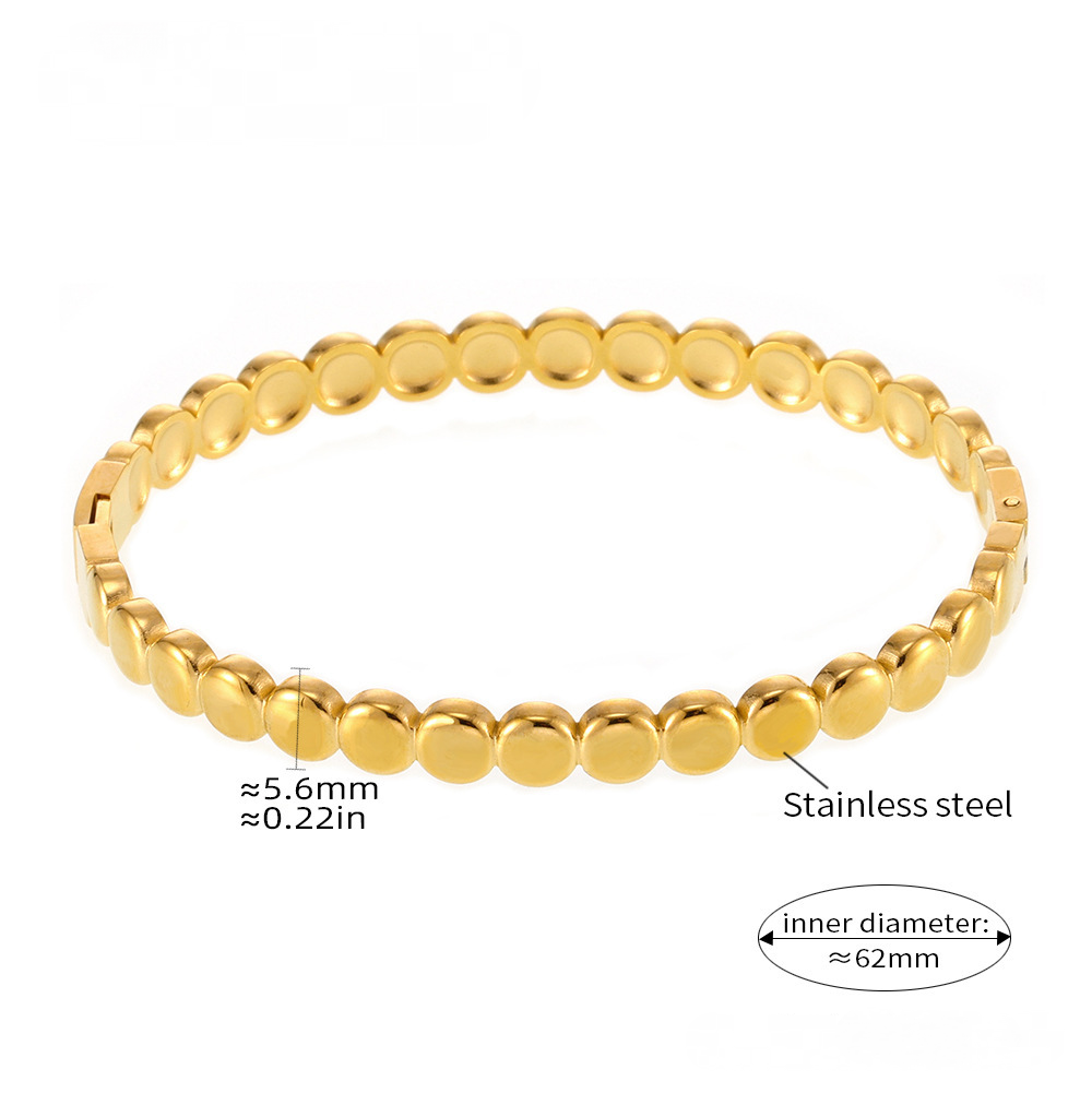 Stainless Steel 18K Gold PVD Bean Shape Bangle Bracelet