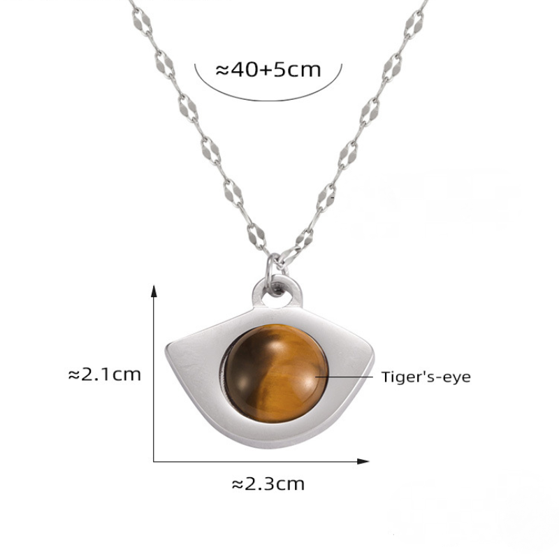 Stainless Steel Geometric Eye Shape Pendant Lip Chain Necklace