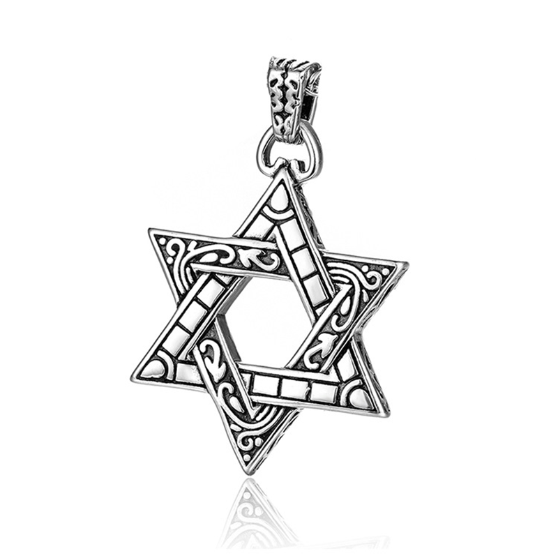Collier avec pendentif étoile à six branches en acier inoxydable