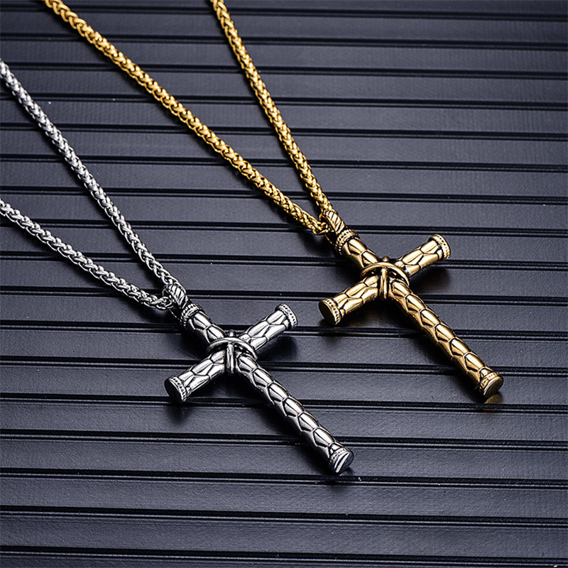 Vintage Pattern Cross Stainless Steel Necklace