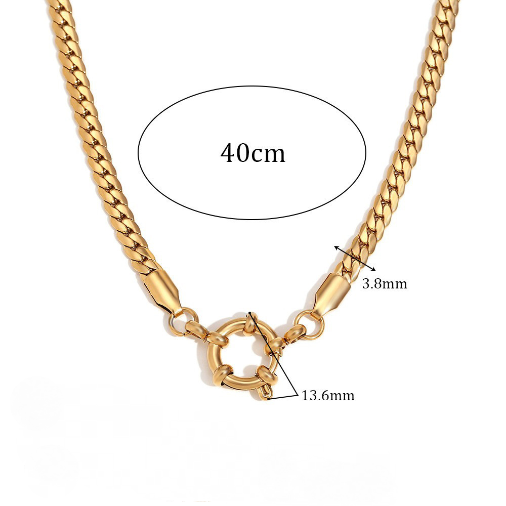 Stainless Steel Figaro Chain Sailor Buckle Necklace