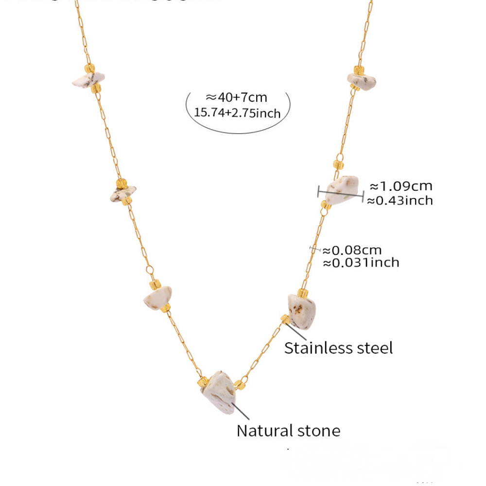 Candy Color Natural Stone Beaded Stainless Steel Necklace