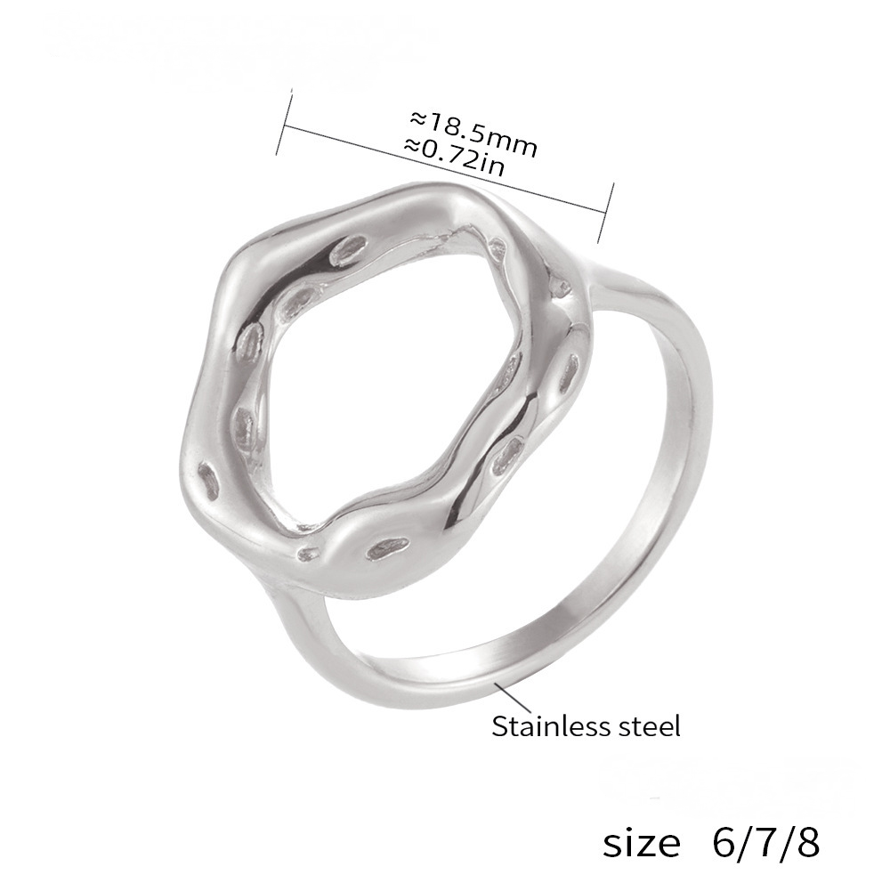 Irregular Round Stainless Steel Ring Earrings Jewelry Suit