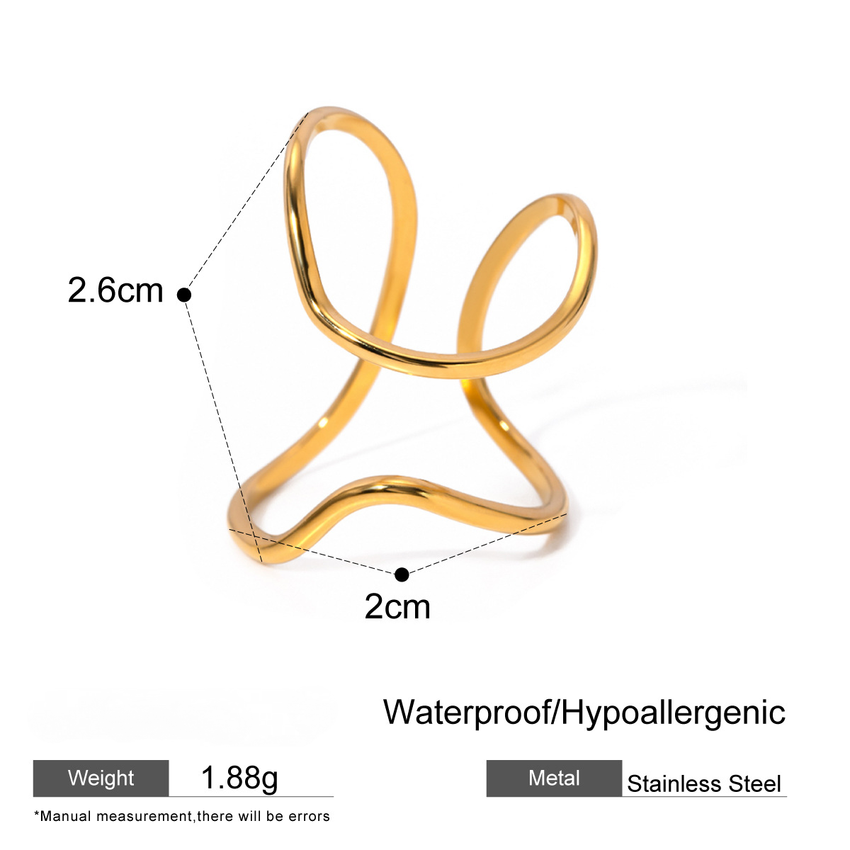 Stainless Steel Linear Exaggerated Ring