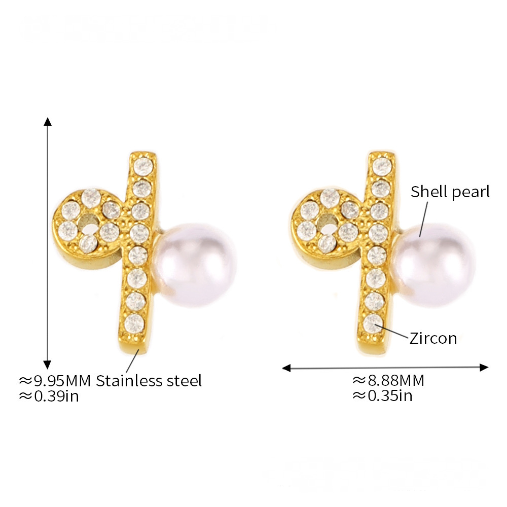 Stainless Steel Imitation Pearl Constellation Symbol Necklace Earrings Jewelry Suit