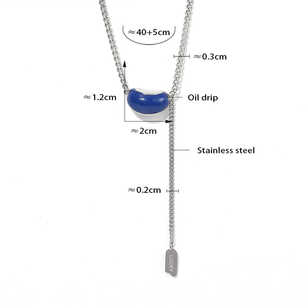 Stainless Steel Small Bean Pendant Tassel Necklace