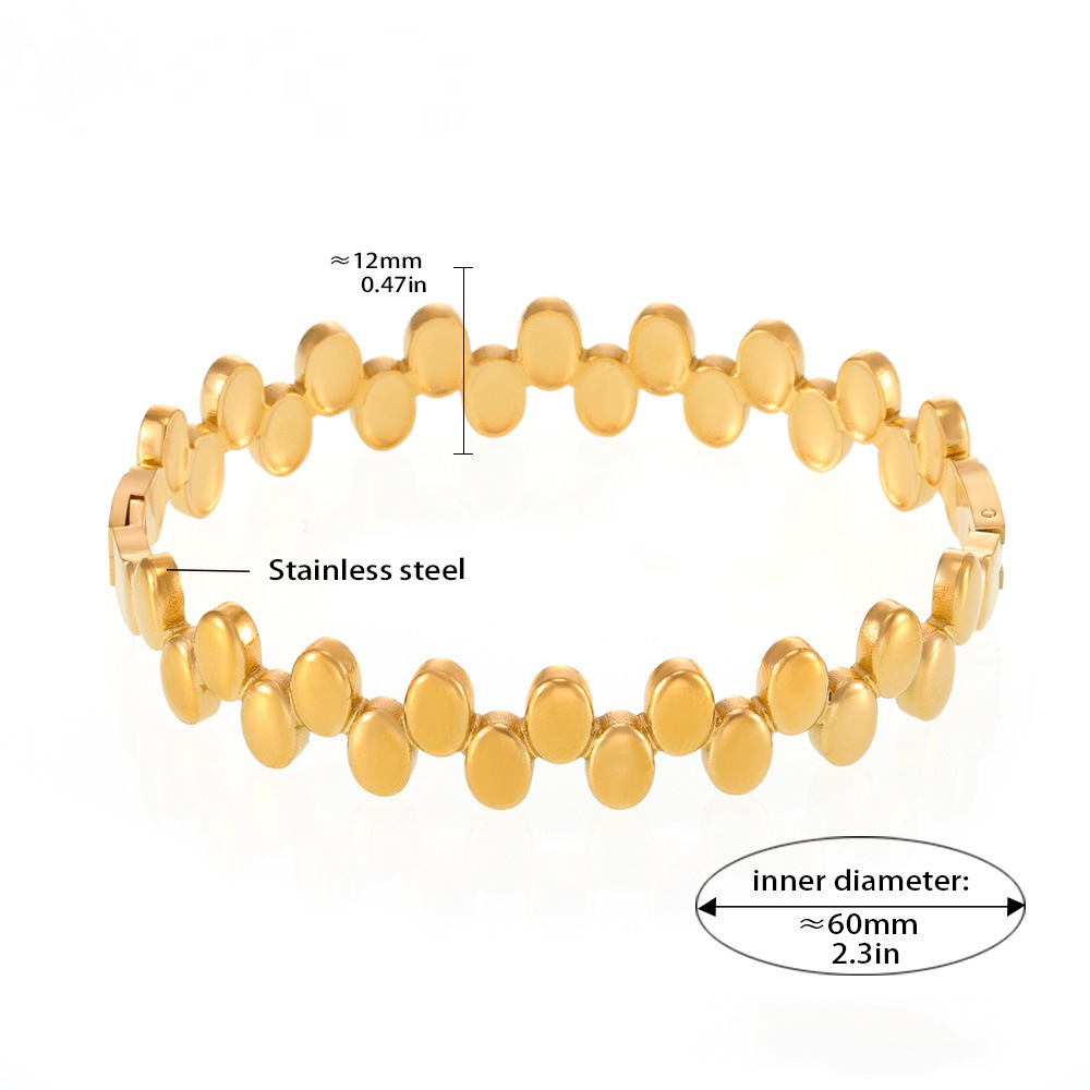 Stainless Steel Polka Dot Closed Bangle Bracelet