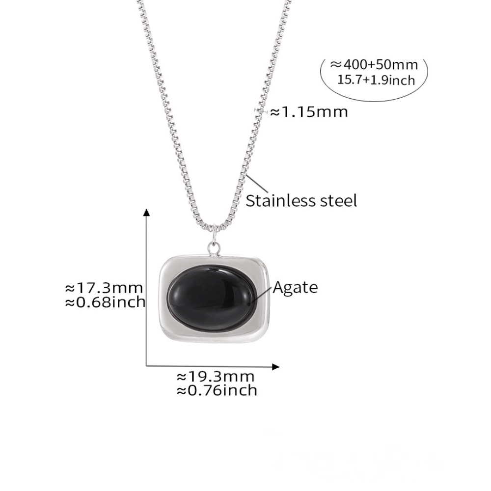 Natural Black Agate Earrings Necklace Ring Jewelry Suit
