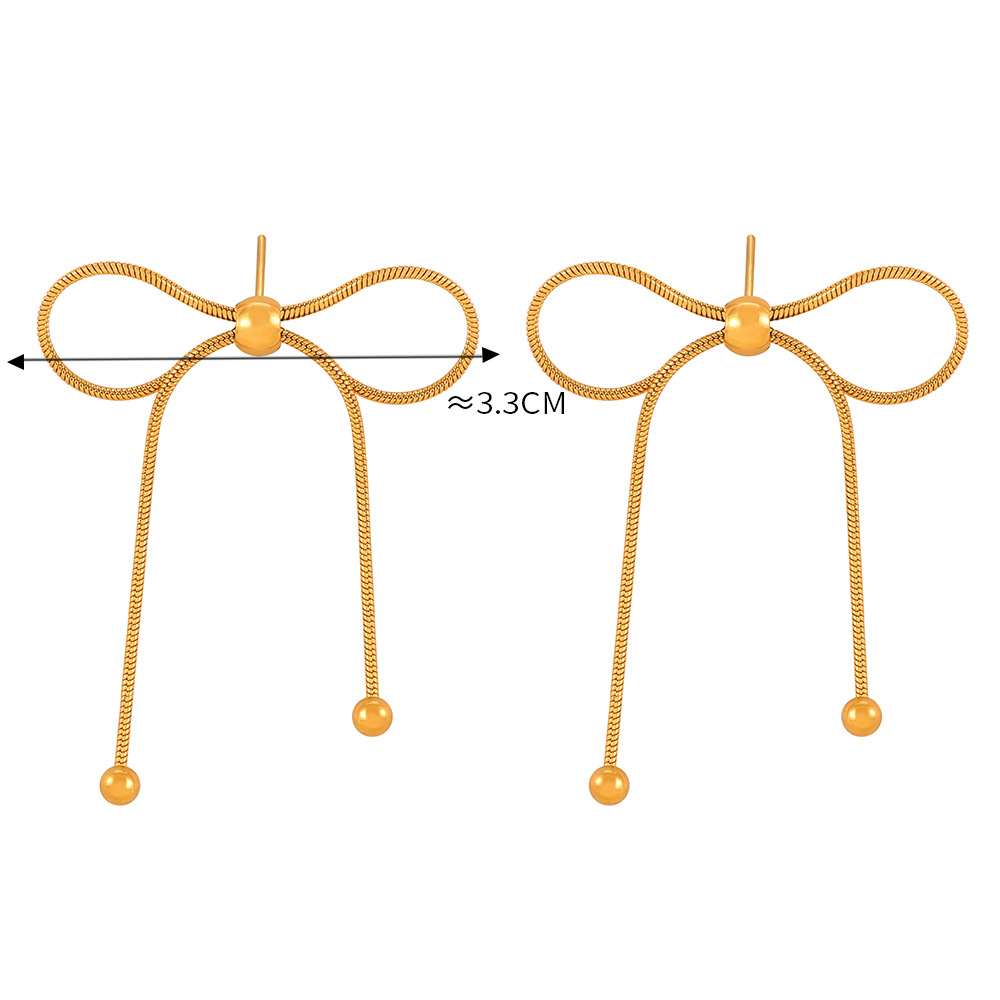 Bow Pull-out Earrings Necklace Jewelry Suit