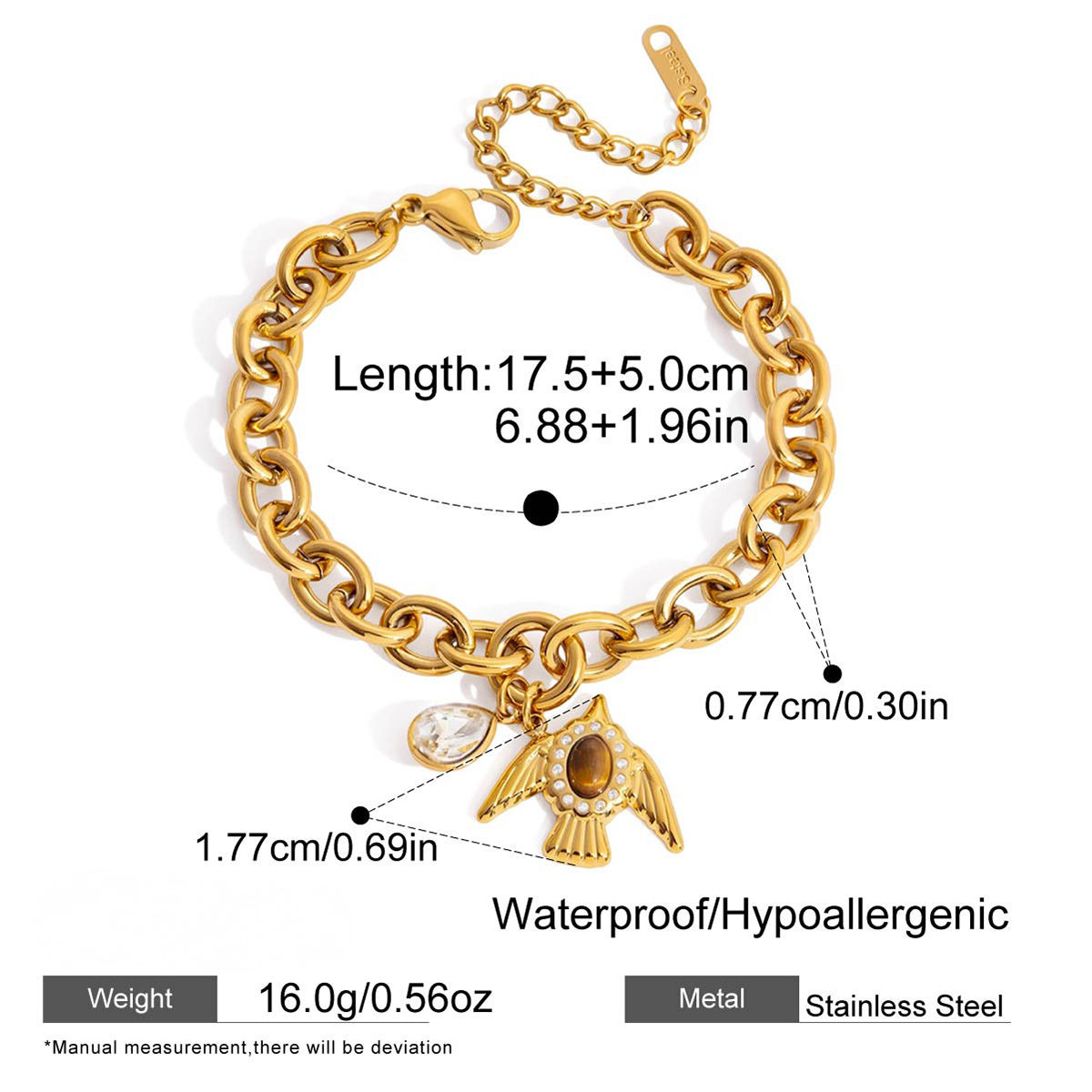 Stainless Steel Flying Bird Stack Bracelet