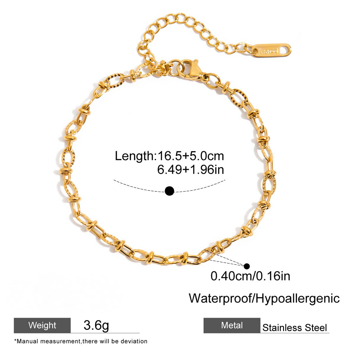 Stainless Steel Heart Sand Gold Bracelet Combination