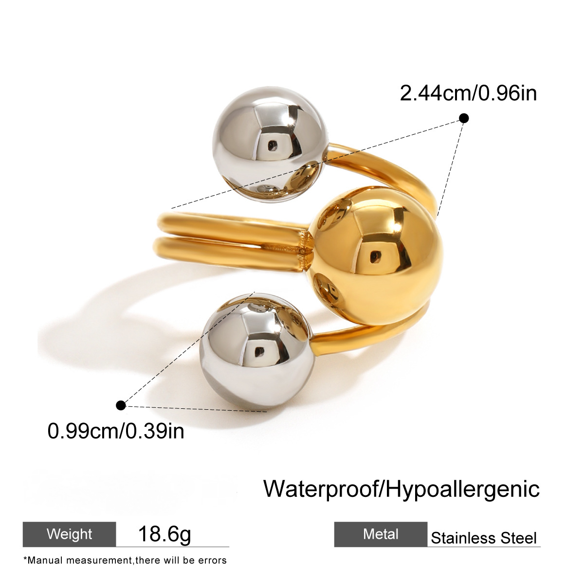 Stainless Steel Two-Tone Gold and Steel Ring Combination