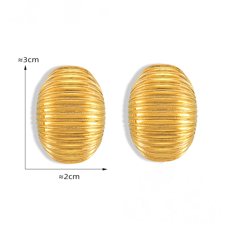 Stainless Steel Multi-layer Line Texture Stud Earrings