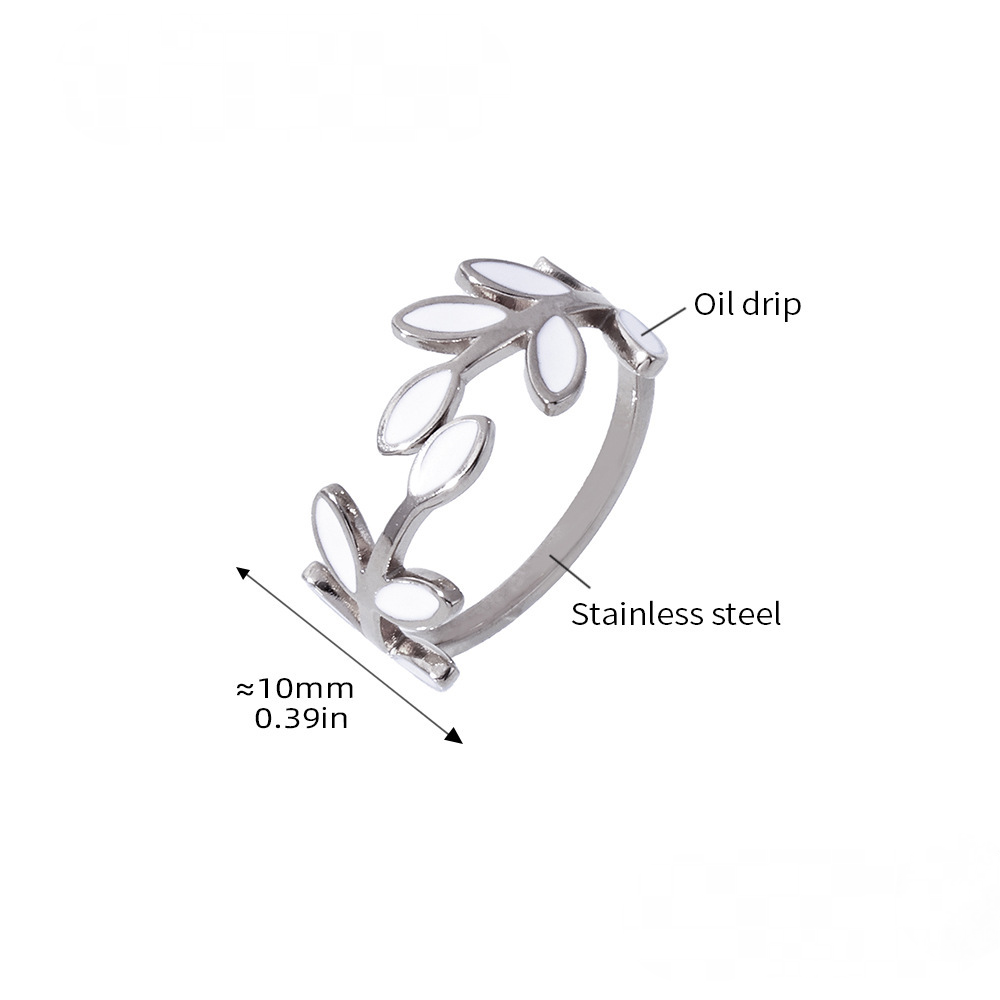 Stainless Steel Leaf Shape Oil Drop Ring