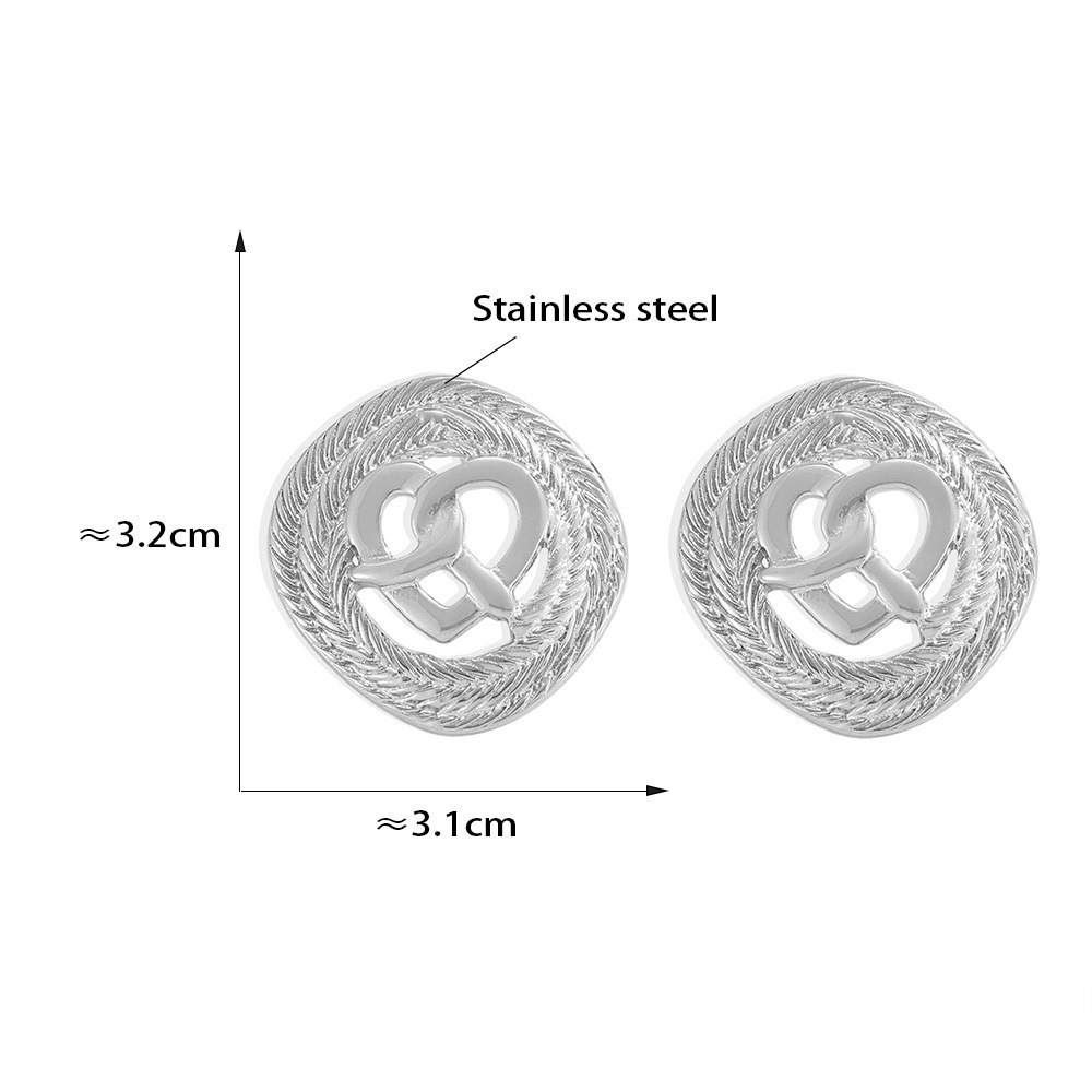 Stainless Steel Heart Knotted Hollow Stud Earrings