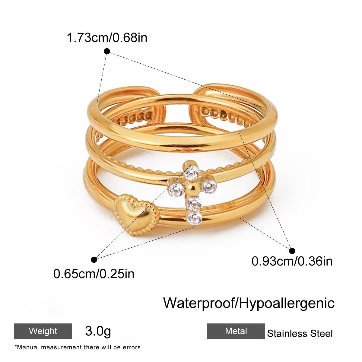 Stainless Steel 18K Gold PVD Stacking Ring Combination