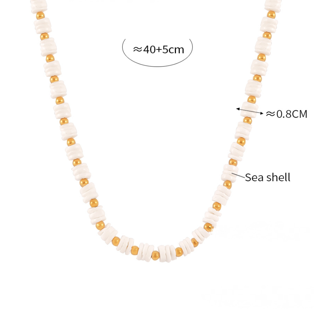 White Mother of Pearl Beaded Necklace Bracelet Jewelry Suit