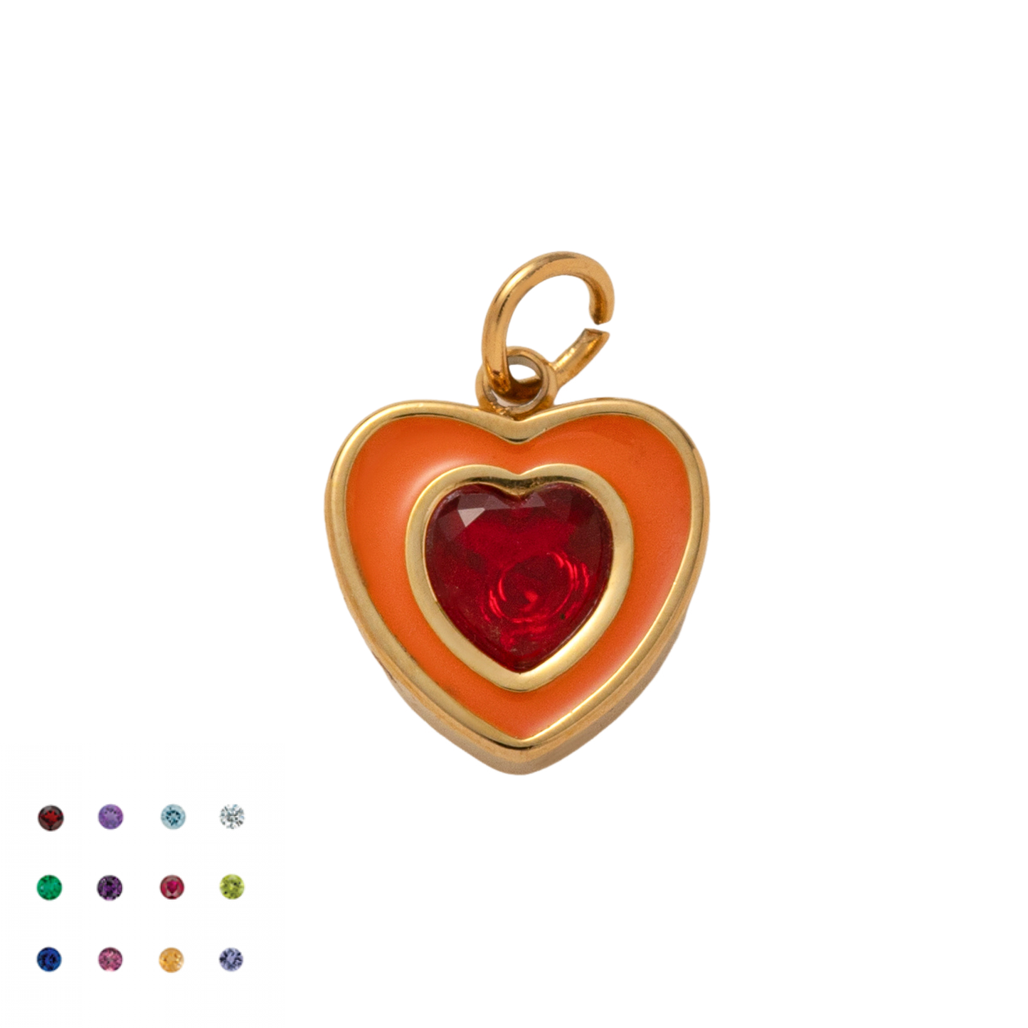 Stainless Steel Birthstone Heart Round Rectangular Pendant